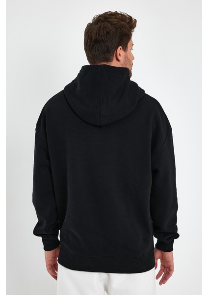Siyah Hoodie, Oversize Sweatshirt, Erkek Hoodie, Kanguru Cep Kapüşonlu