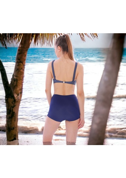Kruvaze Desenli Şortlu Büyük Beden Bikini modelleri