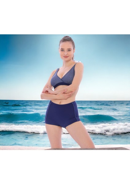 Kruvaze Desenli Şortlu Büyük Beden Bikini fırsatları