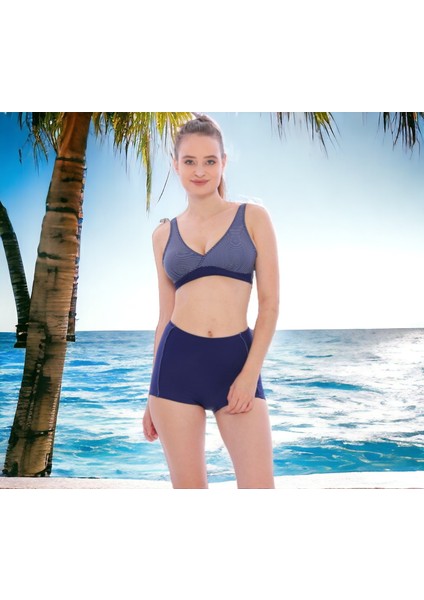 Kruvaze Desenli Şortlu Büyük Beden Bikini indirimleri