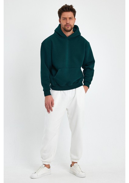 Koyu Yeşil Hoodie, Oversize Sweatshirt, Erkek Hoodie, Kanguru Cep Kapüşonlu