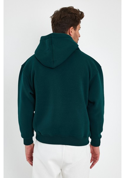 Koyu Yeşil Hoodie, Oversize Sweatshirt, Erkek Hoodie, Kanguru Cep Kapüşonlu fiyatları