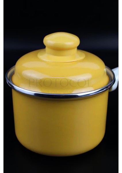 Emaye Süt Isıtma Rafadan Yumurta Haşlama Sos Hazırlama Tavası 12 cm 800 ml - Sarı
