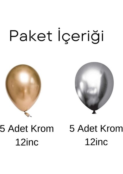 Parlak Krom Gold ve Krom Gümüş Balon 10 Adet fiyatları