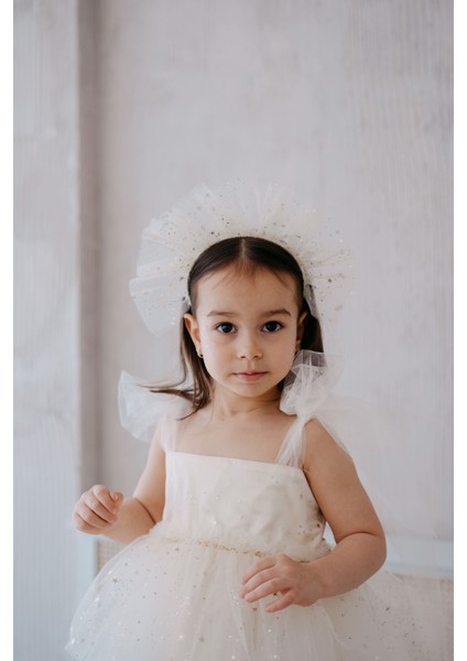 Beyaz Parlak Tül Taç