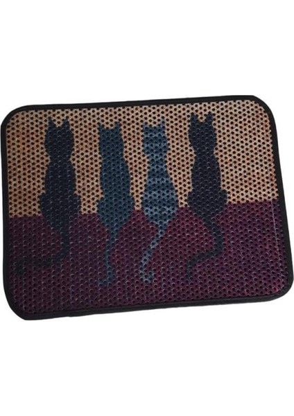 Elekli Çift Katlı Kedi Kumu Paspası 60X45 cm Desenli
