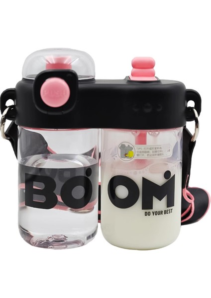 Moda Bölmeli Plastik Yaratıcı Çift Pipetli Bardak (Yurt Dışından)