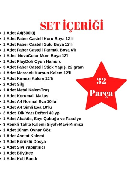 Okul Başlangıç Kırtasiye Seti 32 Parça 1. Sınıf fiyatları