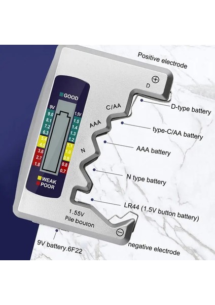 Siyah Stil Pil Test Cihazı No5 No7 Düğme Pil 9V Akü Gerilim Ölçer Kompakt ve Karbon Çinko Alkalin Piller Için Uygun (Yurt Dışından) fiyatları