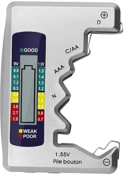 Siyah Stil Pil Test Cihazı No5 No7 Düğme Pil 9V Akü Gerilim Ölçer Kompakt ve Karbon Çinko Alkalin Piller Için Uygun (Yurt Dışından) indirimleri