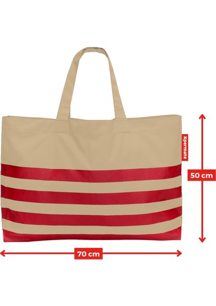 Mega Tote Çanta - Su Itici Plaj Çantası Günlük Omuz Çantası ve Kol Çantası The Tote Bag Bej