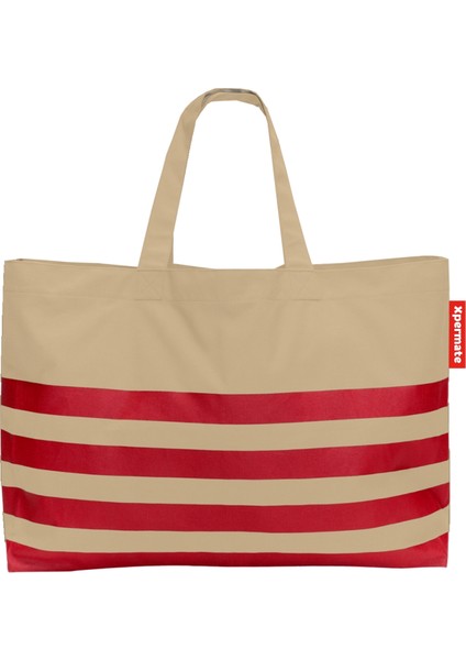 Mega Tote Çanta - Su Itici Plaj Çantası Günlük Omuz Çantası ve Kol Çantası The Tote Bag Bej
