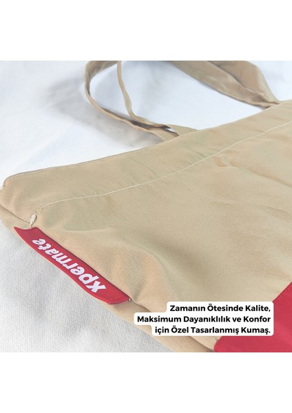 Mega Tote Çanta - Su Itici Plaj Çantası Günlük Omuz Çantası ve Kol Çantası The Tote Bag Bej