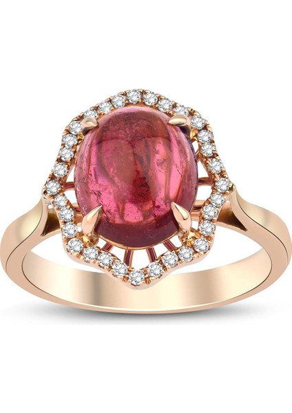 Pırlantalı Anturaj Turmalin Oval Yüzük