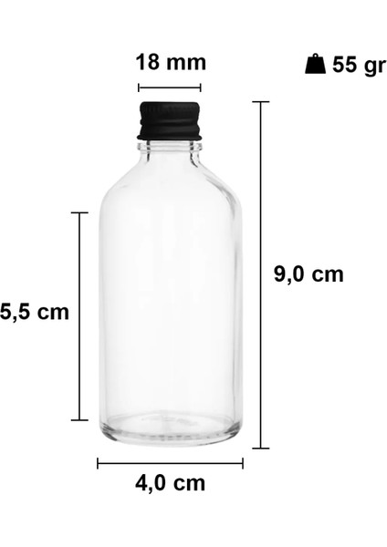 50 ml Metal Siyah Kapaklı Hediyelik Şat Şişesi 50 cc Kolonya Koku Süs Shot Cam Şişe 20 Adet