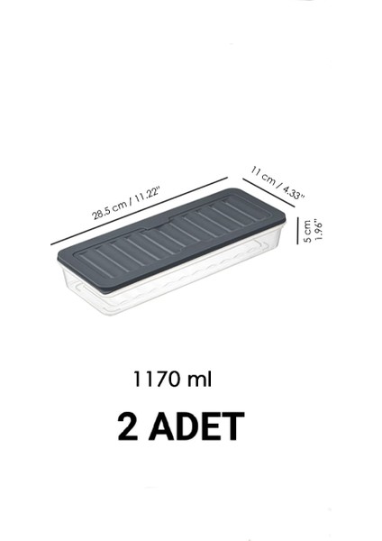 Yatay kapaklı buzdolabı düzenleyici buzluk kabı saklama kabı 2 adet 2400 ml 2 adet 1170 ml dir