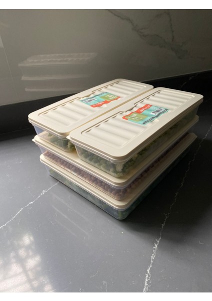 Yatay kapaklı buzdolabı düzenleyici buzluk kabı saklama kabı 2 adet 2400 ml 2 adet 1170 ml dir