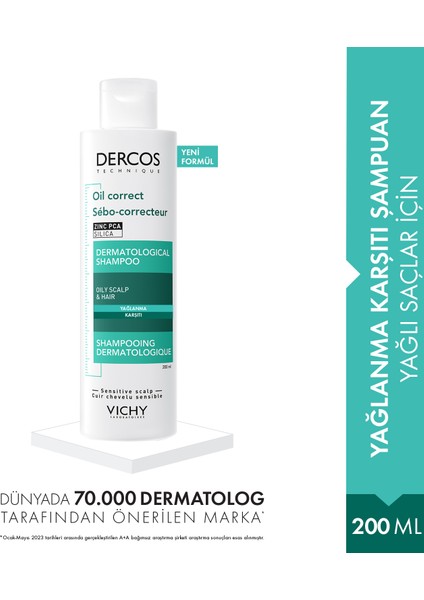 Vıchy Dercos Oil Correct Dermatological Shampoo 200 ml