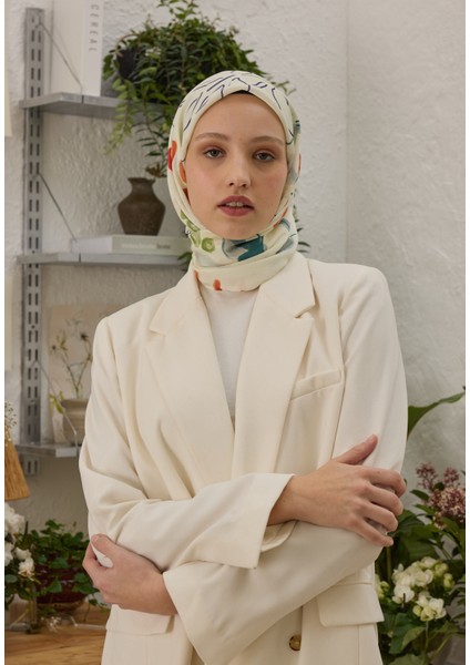 Cherry Desen Pamuk Ipek Eşarp Kırmızı