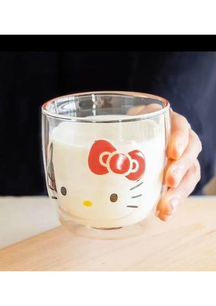 Hello Kitty Çift Cidarlı Cam Kupa