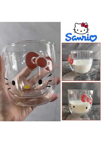 Hello Kitty Çift Cidarlı Cam Kupa fırsatları