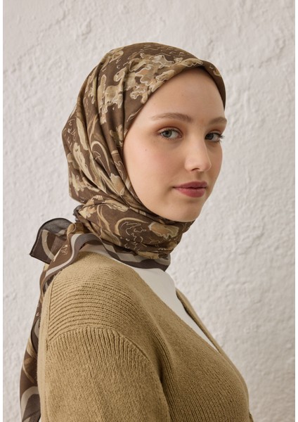Elora Desen Pamuk Ipek Eşarp Camel modelleri