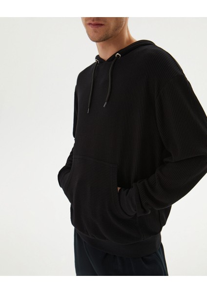 Siyah Erkek Fitilli Kapşonlu Hoodie fırsatları