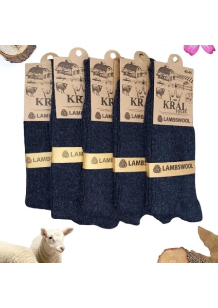 Kral Socks Erkek Kışlık Termal Etkili (5'li Paket) Lambswool Kuzu Yün Çorap