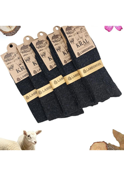 Kral Socks Erkek Kışlık Termal Etkili (5'li Paket) Lambswool Kuzu Yün Çorap