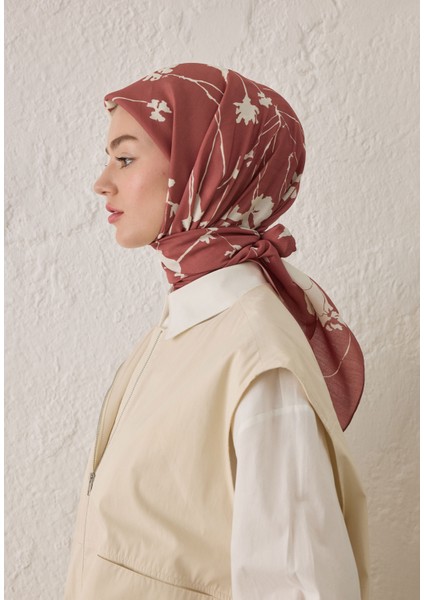 Perla Desen Pamuk Ipek Eşarp Vıntage Rose