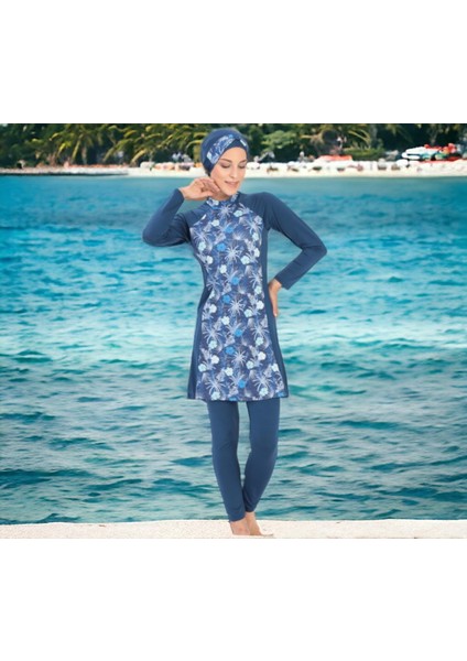 Uzun Kollu Palmiye Desenli Esnek Tam Tesettür fiyatları