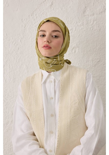 Eloıse Desen Pamuk Ipek Eşarp Yeşil