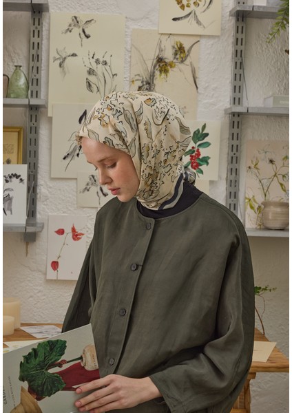 Elora Desen Pamuk Ipek Eşarp Adaçayı modelleri