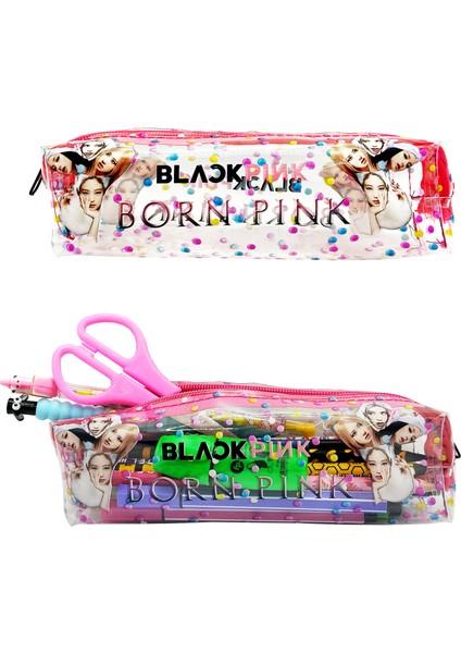 Şeffaf Kalem Kutusu Blackpink Born Pink Desenli Şeffaf Kalemlik fiyatları
