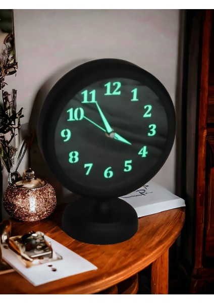 Fosforlu Gece Görünen Parlayan Siyah Metal Ofis Salon Otel Masa Saati B2 fırsatları