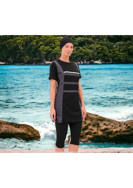 Uzun Kollu Palmiye Desenli Esnek Tam Tesettür fırsatları