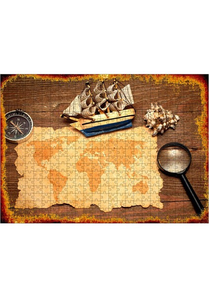 Ahşap Mdf Puzzle Yapboz Çalışma Masası ve Dünya Haritası 500 Parça 50*70 cm