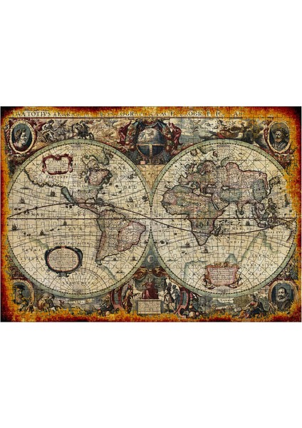 Ahşap Mdf Puzzle Yapboz Eski Dünya Haritası 500 Parça 50*70 cm