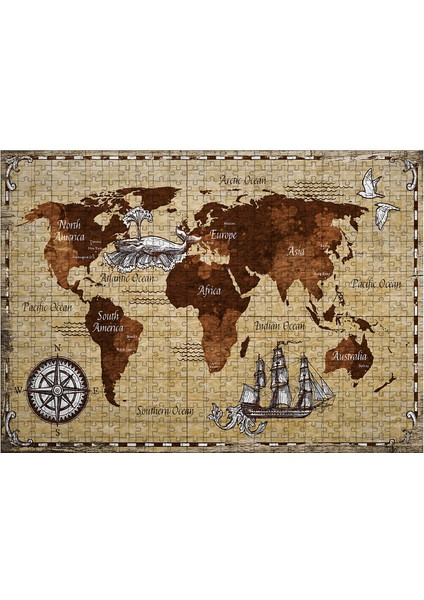 Ahşap Mdf Puzzle Yapboz Dünya Haritası 500 Parça 50*70 cm