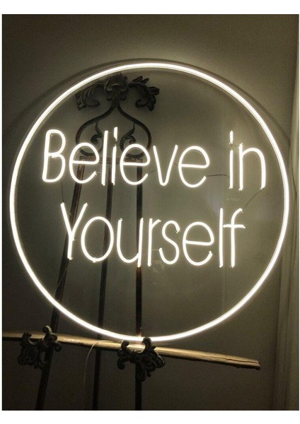 Sanec Believe In Yourself Neon Işıklı Şeffaf Pleksi