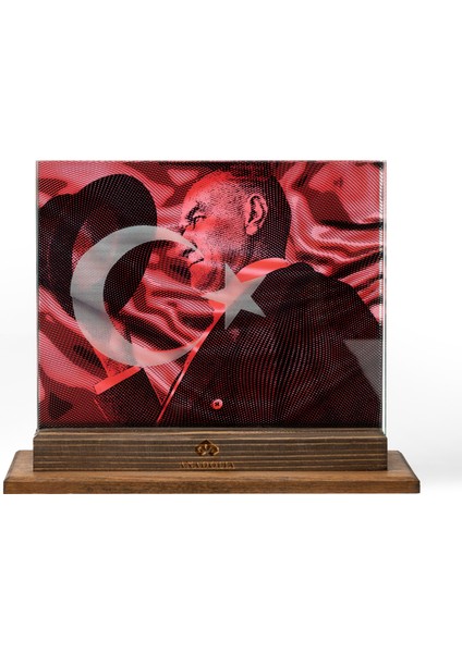 Atatürk ve Ay Yıldız 3 Boyutlu Dekoratif Cam Obje