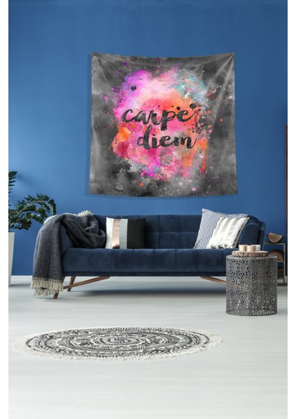 Multirenk Carpe Diem Leke Tutmaz Kadife Kumaş Duvar Örtüsü Duvar Halısı Tapestry modelleri