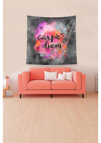 Multirenk Carpe Diem Leke Tutmaz Kadife Kumaş Duvar Örtüsü Duvar Halısı Tapestry fırsatları