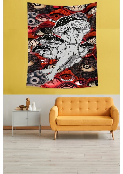 Mantar Kız Yıkanabilir Leke Tutmaz Kumaş Duvar Örtüsü Duvar Halısı Tapestry fiyatları