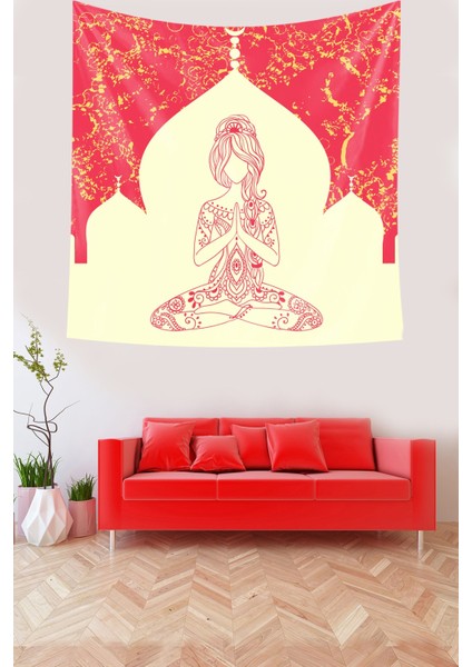 Yoga Enerji Çakralar Leke Tutmaz Kadife Dokulu Kumaş Duvar Örtüsü Duvar Halısı Tapestry