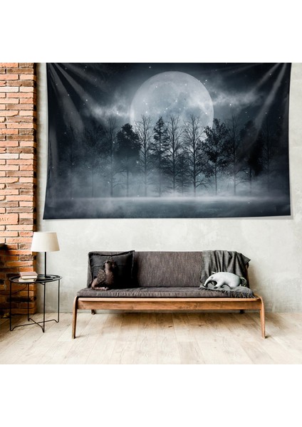Alacakaranlık Orman Ay Desen Leke Tutmaz Kadife Dokulu Kumaş Duvar Örtüsü Duvar Halısı Tapestry fiyatları