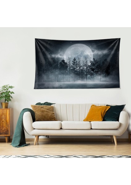 Alacakaranlık Orman Ay Desen Leke Tutmaz Kadife Dokulu Kumaş Duvar Örtüsü Duvar Halısı Tapestry fırsatları