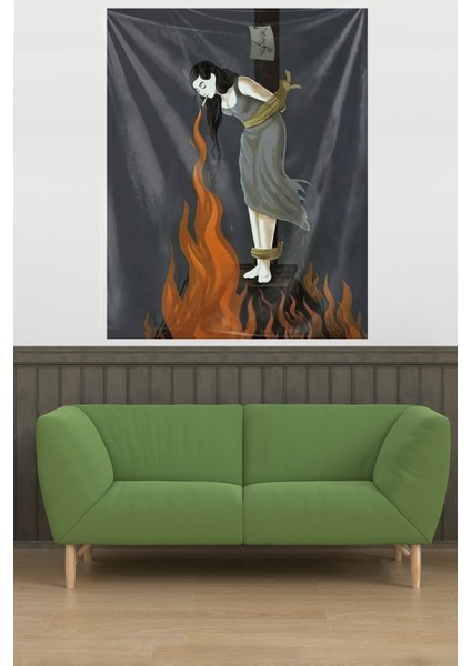 Ateşteki Kız Leke Tutmaz Kadife Dokulu Kumaş Duvar Örtüsü Duvar Halısı Tapestry fiyatları