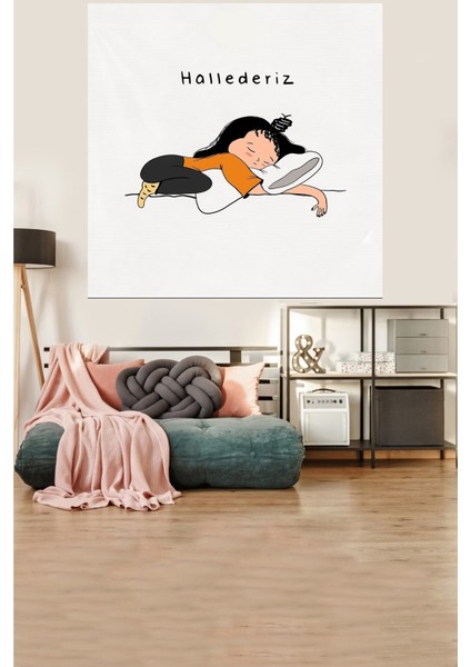 Hallederiz Temalı Leke Tutmaz Kadife Dokulu Kumaş Duvar Örtüsü Duvar Halısı Tapestry fiyatları