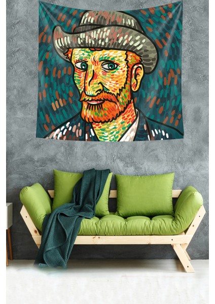 Van Gogh Portre Desen Leke Tutmaz Kadife Dokulu Kumaş Duvar Örtüsü Duvar Halısı Tapestry fiyatları